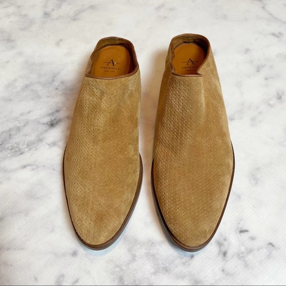 Aquatalia Fife Cognac Tan Suede Mules Size 10 - Picture 3 of 8